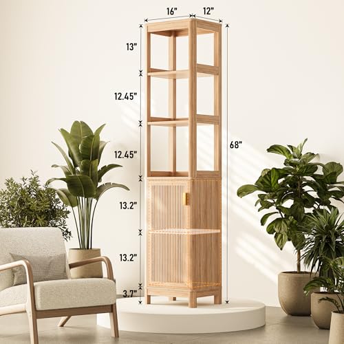 INNOD 68'' Tall Narrow Storage Cabinet with Adjustable Shelf - Image 3