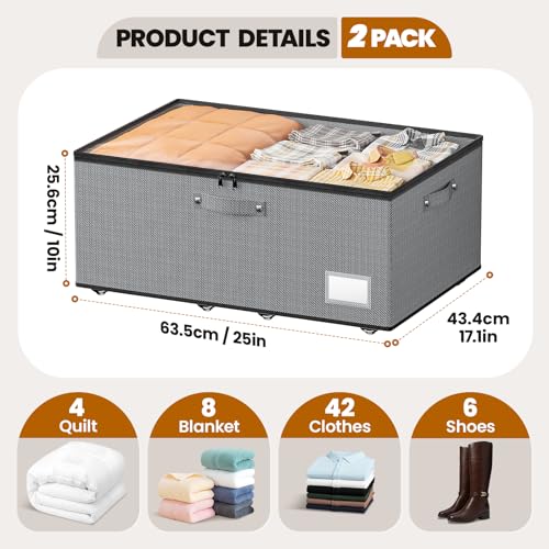 Dayacoco Under Bed Storage With Wheels,10in Underbed Storage - Image 3