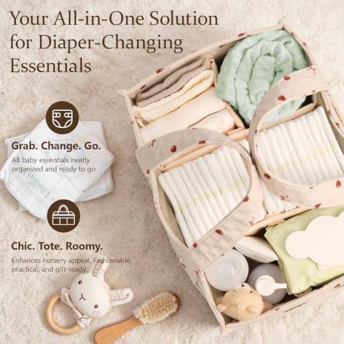 Corduroy Baby Diaper Caddy Organizer with Handles, Nursery - Image 5