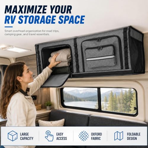 36" RV Overhead Soft-Sided Storage Cabinet RV Wall Storage - Image 3