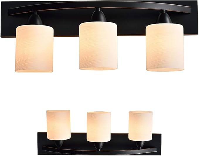 The Door Bull Modern 3-Light Bathroom Vanity Light – Oil Rubbed Bronze Fixture with Frosted Glass Shades, E26 Socket – Wall Sconce for Mirror, Bathroom, Kitchen, Hallway, Entryway