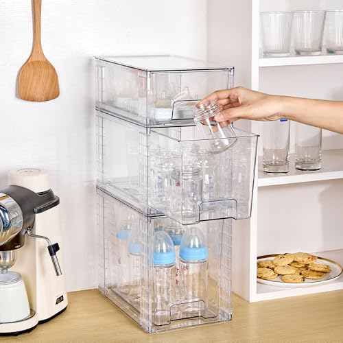 Vtopmart 3 Pack Clear Stackable Storage Drawers,Easy to Assemble - Image 7