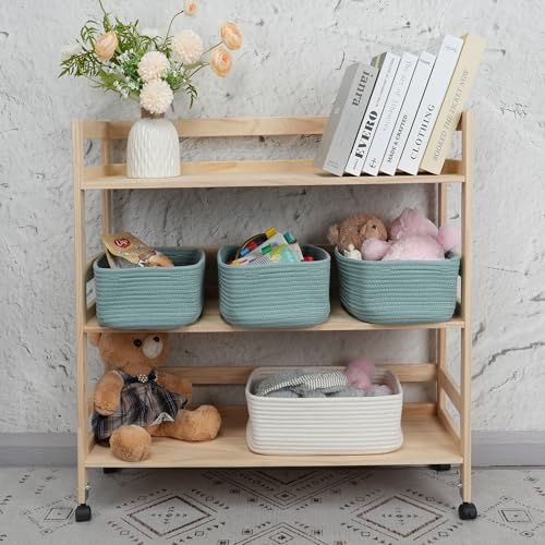 XUANGUO Small Woven Storage Baskets for Shelves, 12" x 8" x 5" - Image 5