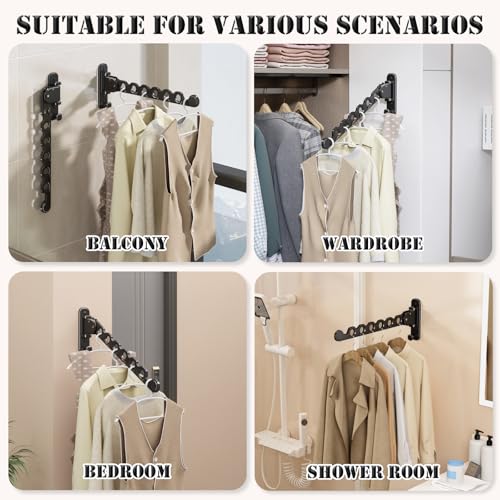 wall Mounted Clothes Drying Folding Hanger Rack for Laundry Room - Image 7