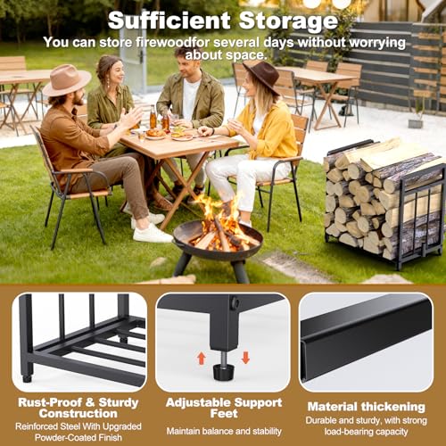 15.5" Compact Firewood Rack with Fire Blower, Black - Image 8