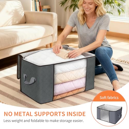 60L Extra Large Clothes Storage Bags, 6 Pack Blanket & Clothing - Image 6
