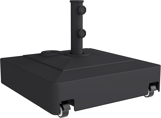 Outsunny Outdoor Umbrella Stand Base with Wheels, Heavy Duty Patio Umbrella Base Holder, Filled Up to 134 lbs with Stand or 88 lbs with Water for 1.38", 1.5", 1.89" Poles for Garden, Poolside, Black