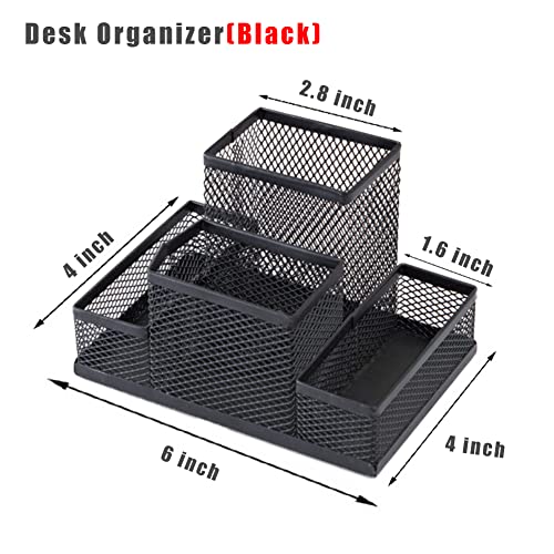 Desk Organizer Desktop Mesh Pen Pencil Holder Caddy with 4 - Image 3