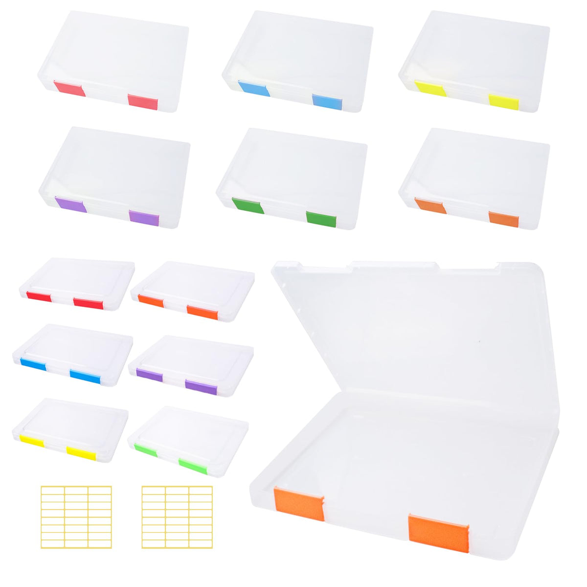 12 Pcs Clear Paper Storage Box, Multicolor, 12.4x9.84x1.18 Inches - Image 1