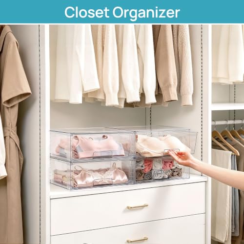 Vtopmart 2 Pack Large Clear Stackable Plastic Storage Drawers - Image 5
