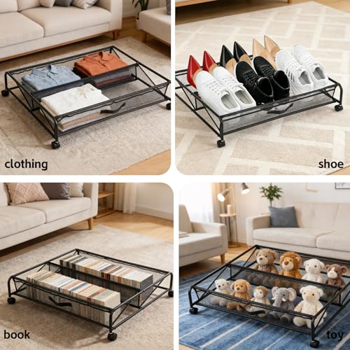 Under Bed Shoe Storage Organizer, 2-Pack Metal Mesh - Image 6