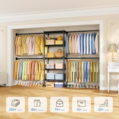 M2 Wall Mounted Closet System, Black Clothes Rack Mount - Image 5