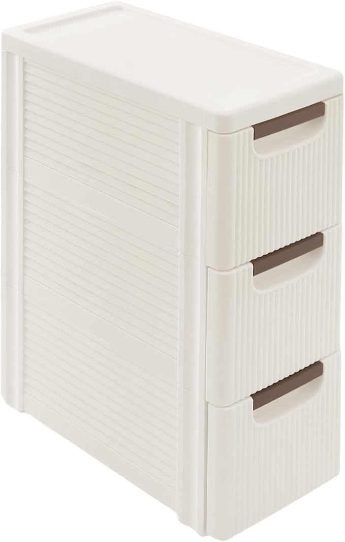 Narrow Storage Cabinet with Drawers, Rolling Storage Cart Organizer with 3 Drawers, Plastic Dresser, Mobile Utility Cart on Wheels for Bathroom Kitchen Bedroom Office Classroom (3-Drawers)