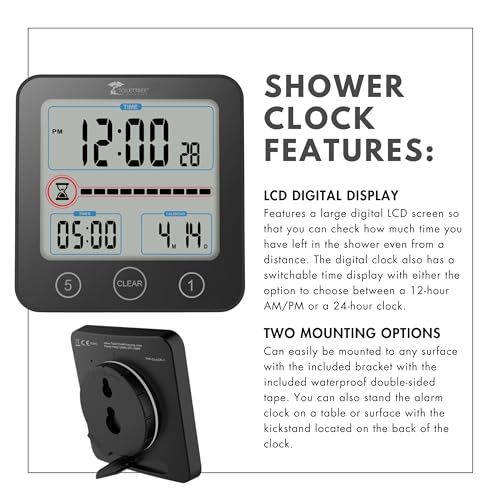 ToiletTree Products Digital Bathroom Shower Clock with Alarm & - Image 4