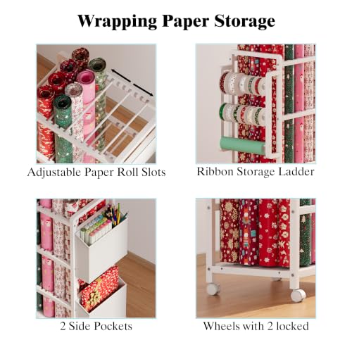 Gift Wrapping Paper Organizer&Storage Cart with Slap Bracelets - Image 6