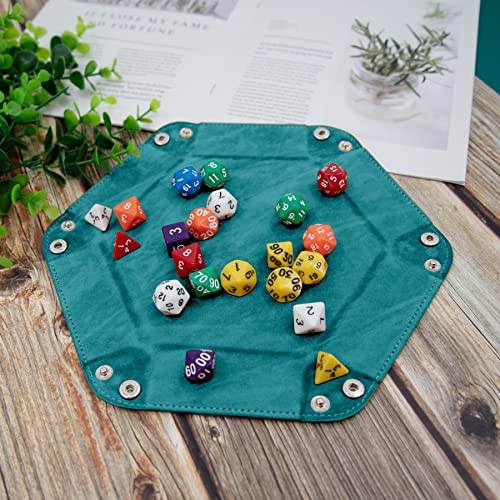 SIQUK 6 Pieces Dice Tray Hexagon Dice Rolling Holder Folding PU - Image 3