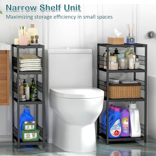 DAOUTIME Expandable Slim Storage Shelf, 4 Tier Metal Shelving - Image 5