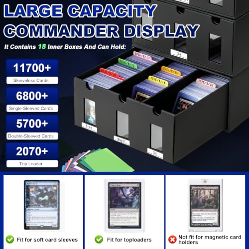 6 Pack Card Storage Box Toploader,3 Drawer,Black - Image 4