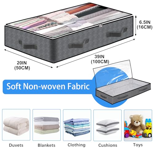 4 Pack Under Bed Storage, 95L Foldable Closet Containers - Image 4