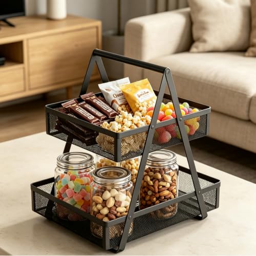 EKNITEY Snack Organizer for Countertop - 2 Tier Metal Snack - Image 7