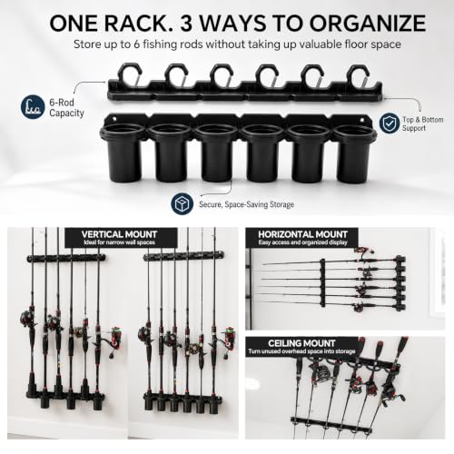 Fishing Rod Rack, Wall Mount Pole Holder for Garage Storage - Image 5