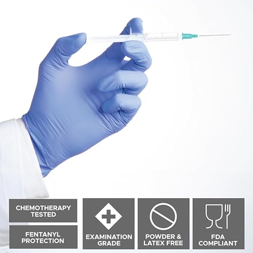 BioSkin Nitrile Exam Grade Disposable Gloves, 6 Mil - 2X-Large | Powder-Free, Chemical + Puncture Resistant, Textured | for Medical, Industrial, Janitorial, Food Service (Box of 50)