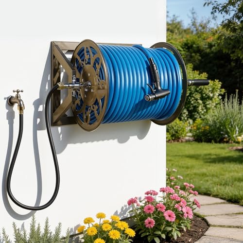 VEVOR Wall Mounted Garden Hose Reel, Holds 200 ft of 5/8" Hose - Image 3