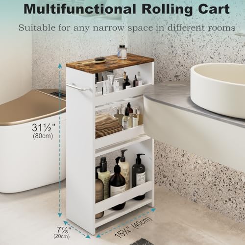 MARTY Slim Rolling Storage Cart 7.9" W Laundry Cart - Image 4
