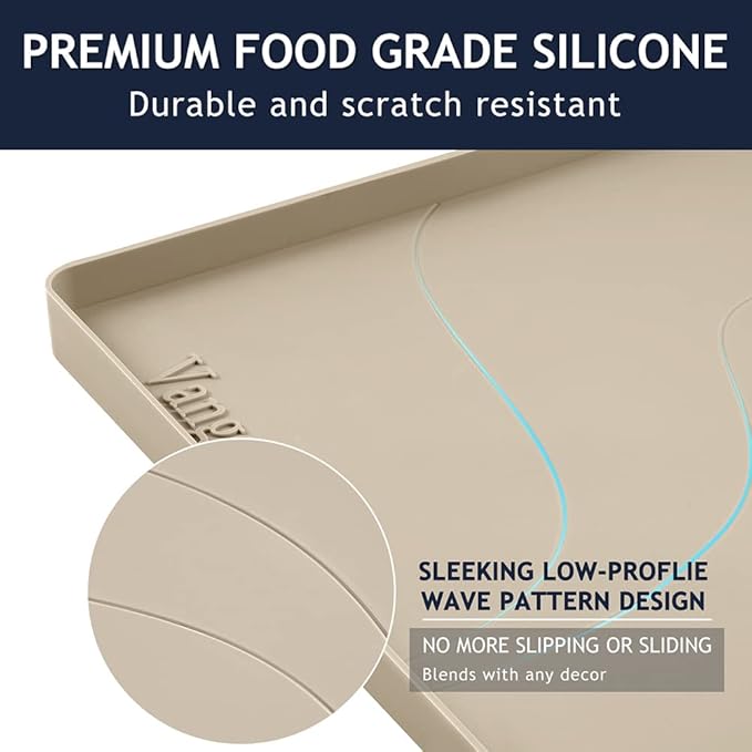 Heavy Duty Silicone Under Sink Mats for Kitchen Waterproof 40" x 22", Extra Thick Under Sink Rubber Mat Drip Tray, Raised Edge Under Sink Liner,Prevent Drips, Leaks, Spills,Beige