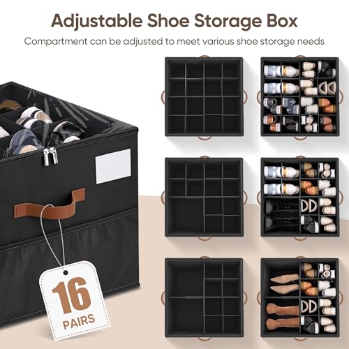 Shoe Organizer for Closet, Adjustable Storage Box Holds 32 Pairs - Image 4