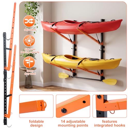 Kayak Storage Racks Garage Wall Mount Racks, 2 Tiers - Image 5