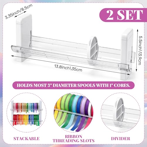 Kathfly 2 Set Plastic Ribbon Spool Holder Ribbon Rack - Image 3