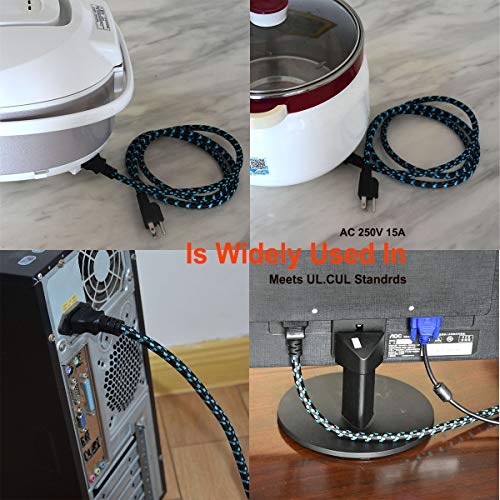 FILSHU 16 AWG Heavy Duty 3 Prong Braided Power Cord, 5 Feet - Image 7