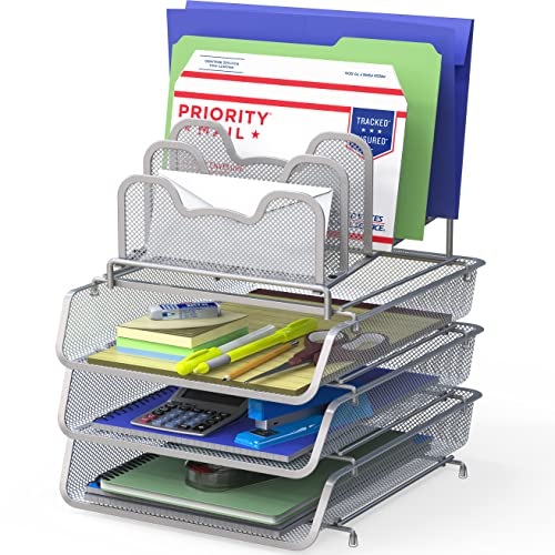 Simple Houseware 3-Tier Stackable Desk Organizer w/ 5" - Image 2