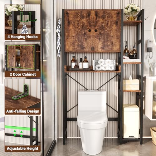 Over The Toilet Storage Cabinet with Doors - 7 Tier - Image 5
