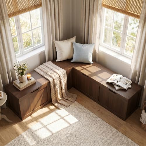 63 Inch L-Shaped Corner Bench with Hidden Storage, Breakfast Nook - Image 2