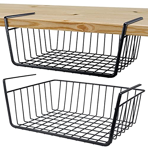 2Pcs Under Shelf Basket Metal Wire Under Cabinet Basket - Image 2