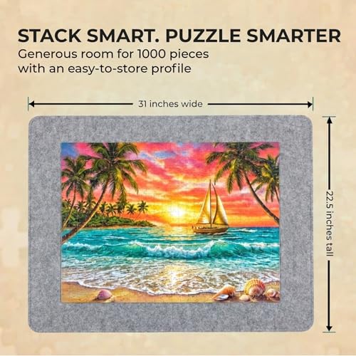 1000 Piece Felt Puzzle Board with Cover - Folding Table, 6 Trays - Image 3