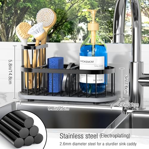 Sink Caddy with Stone Drying Mat, Sponge Holder & High Brush - Image 3