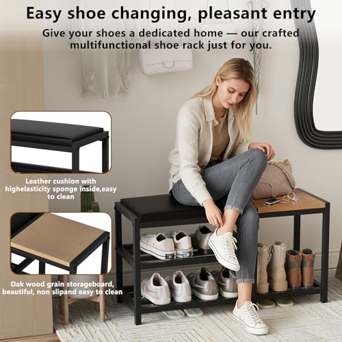 Shoe Bench with Shoe Rack,Shoe Rack for Entryway,Supports 570 lbs - Image 7