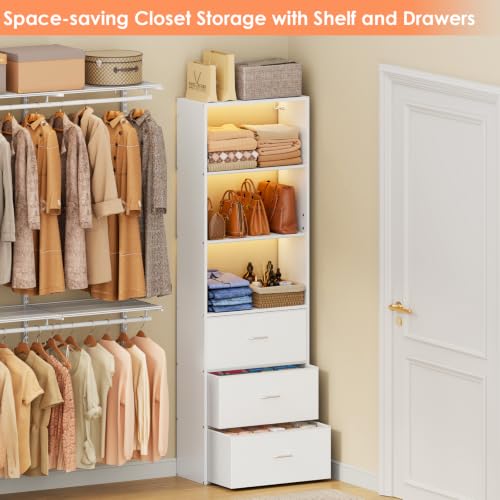 21.3" Wide Tall Wood Closet Organizer System with 3 Fabric - Image 5