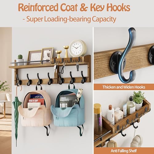 29 inch Coat Rack Wall Mount with Shelf, Entryway Wall - Image 5