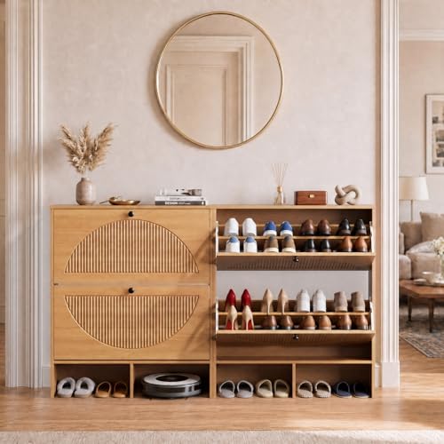Shoe Cabinet with 2 Flip Drawers, Narrow Shoe Cabinet - Image 7