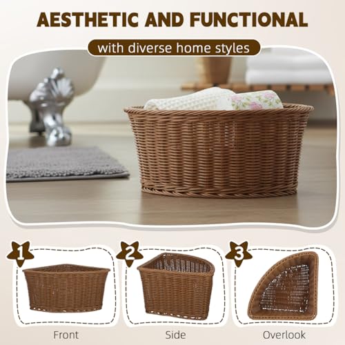 VOSAREA Corner Storage Basket Triangle Basket Woven Organizer - Image 8