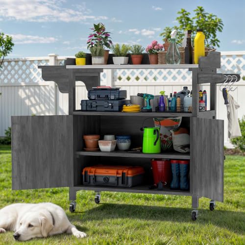 YITAHOME Rolling Potting Bench Outdoor Storage Cabinet - Image 5