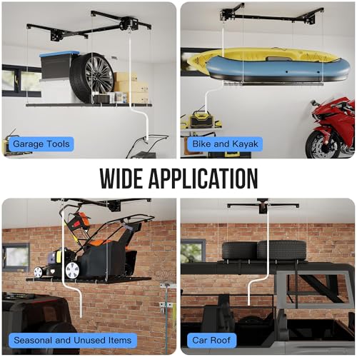 Garvee Overhead Garage Storage Rack Lift, 4x4 ft Ceiling - Image 8