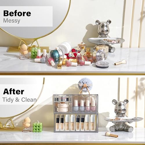 Prsildan Acrylic Drawer Makeup Organizer with 4 Drawers - Image 5