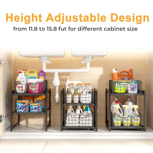 Under Sink Organizer, 2-Tier Pull Out Cabinet Organizer - Image 5