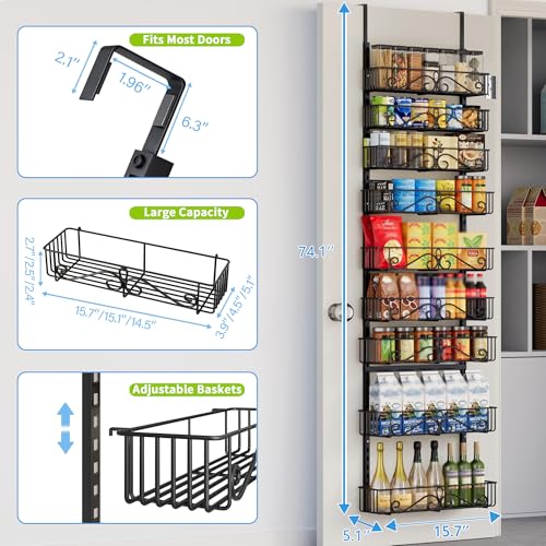 9-Tier Over Door Storage Rack, Heavy Duty Metal Hanging - Image 3
