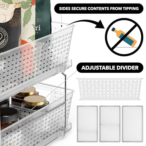 Simple Houseware 2 Tier Pull-Out Sliding Drawer Under Sink Storage, Clear
